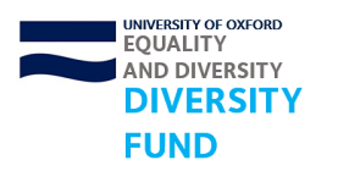 Logo - an illustration showing an equals sign along with the words, University of Oxford, Equality and Diversity, Diversity Fund 